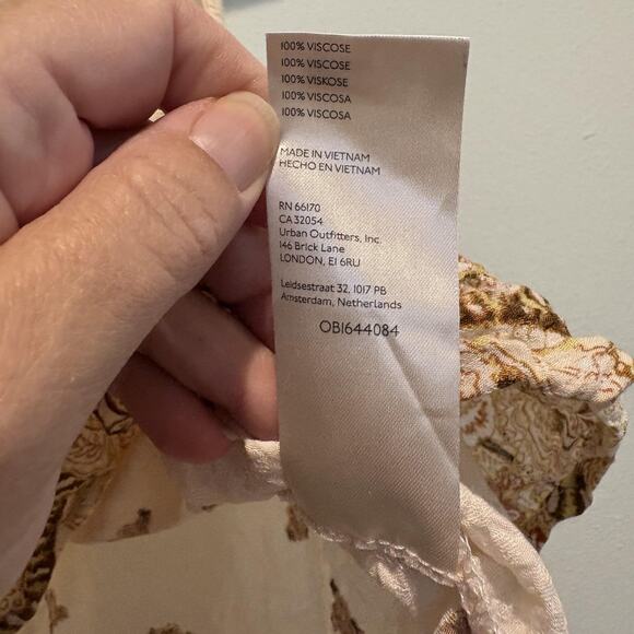 Free People Top Womens Small Ivory Draped Cowl Neck Boho Border Print Sleeveless - Picture 10 of 11